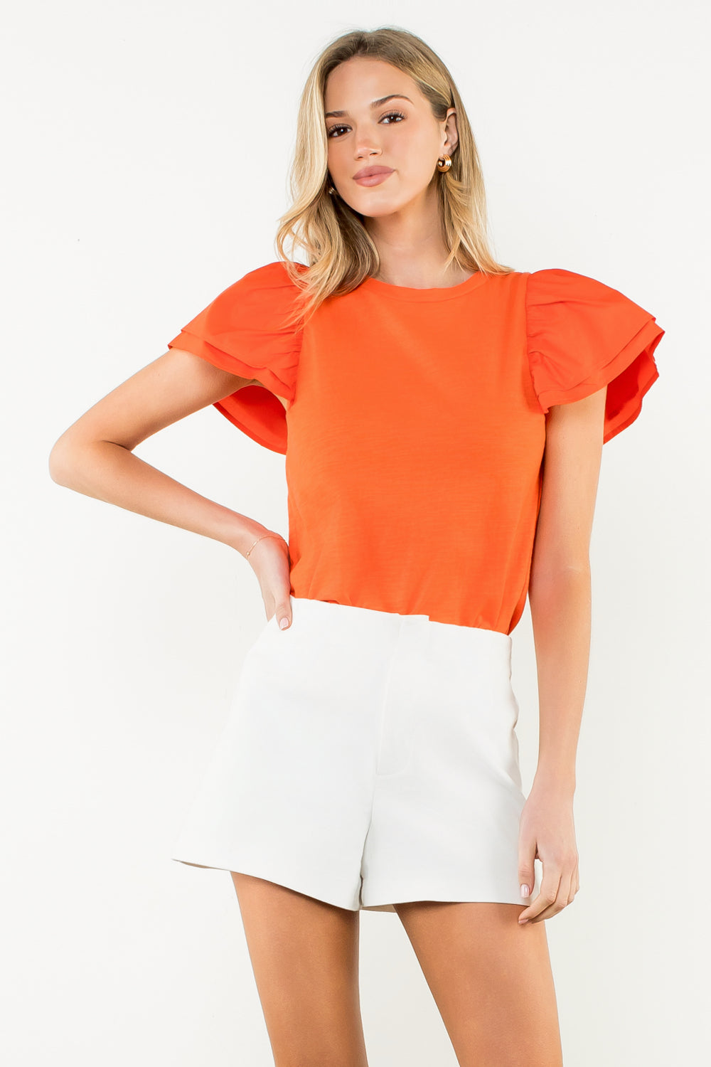 Flutter Sleeve Top - Orange