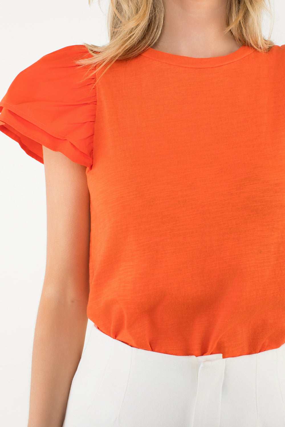 Flutter Sleeve Top - Orange