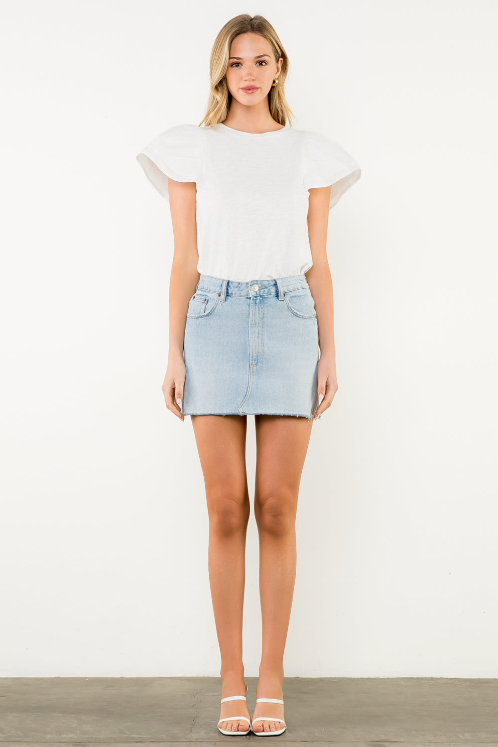 THML - Flutter Sleeve Top - White
