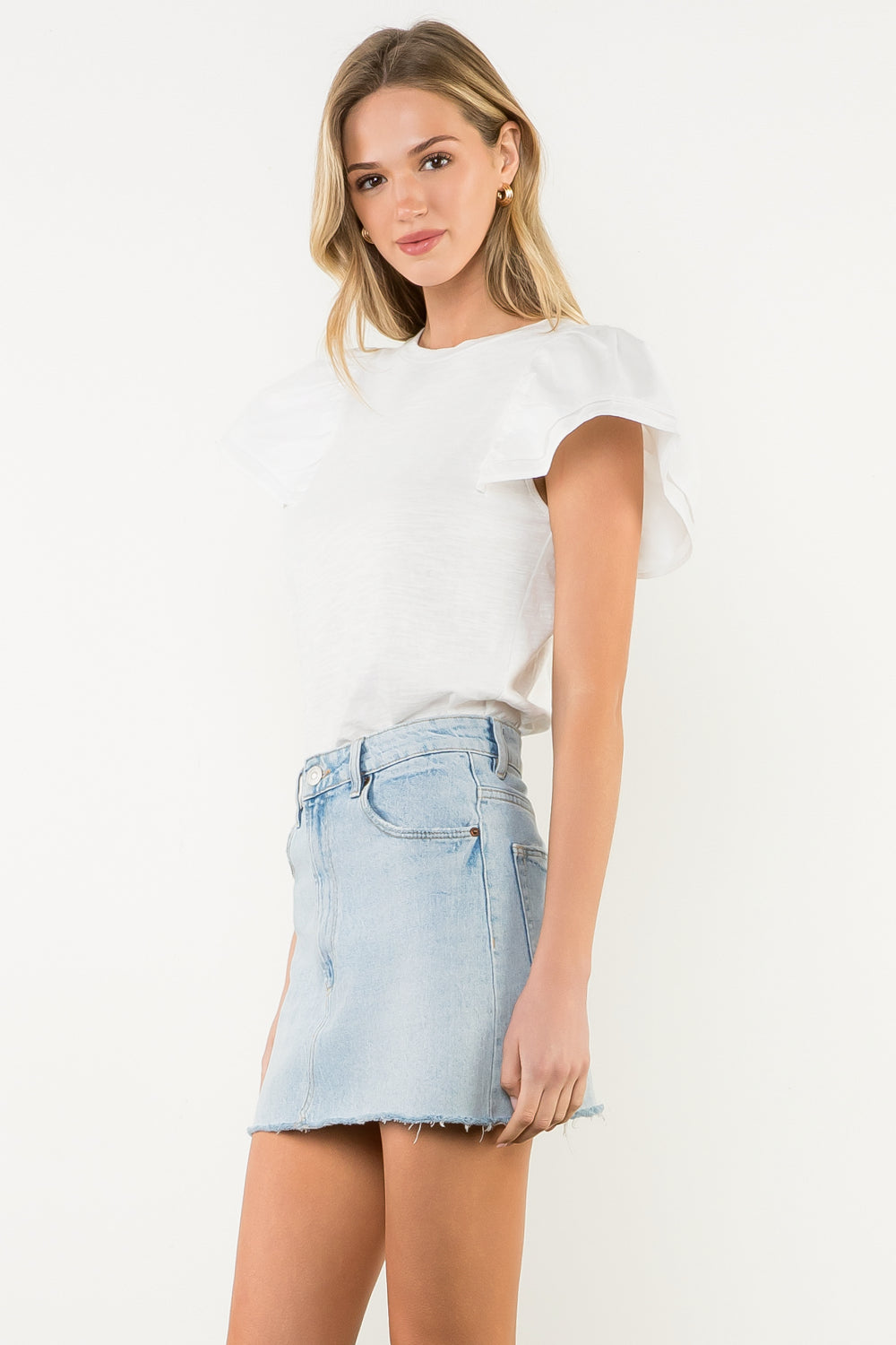THML - Flutter Sleeve Top - White
