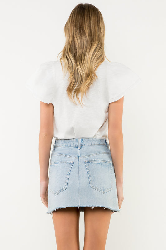 Flutter Sleeve Top - White