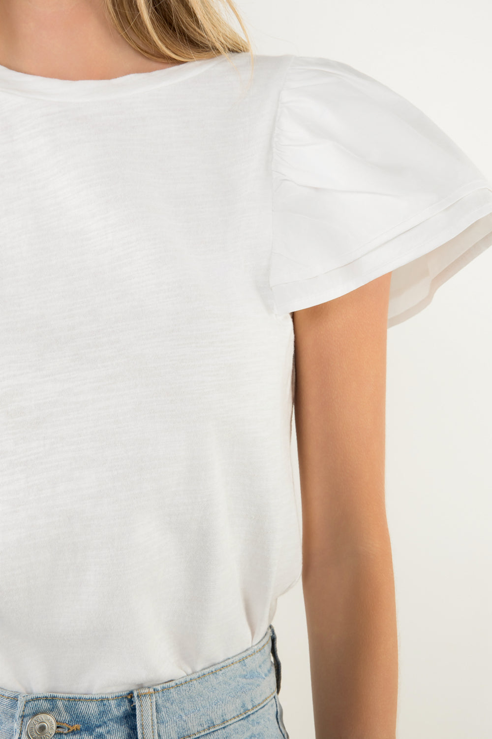 Flutter Sleeve Top - White