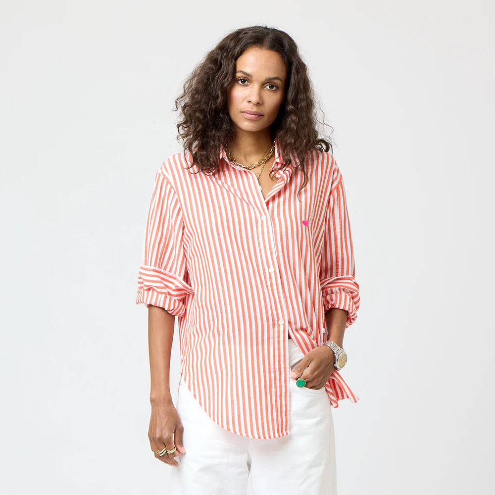KERRI ROSENTHAL - Jack Stripe Shirt - Aperol Orange