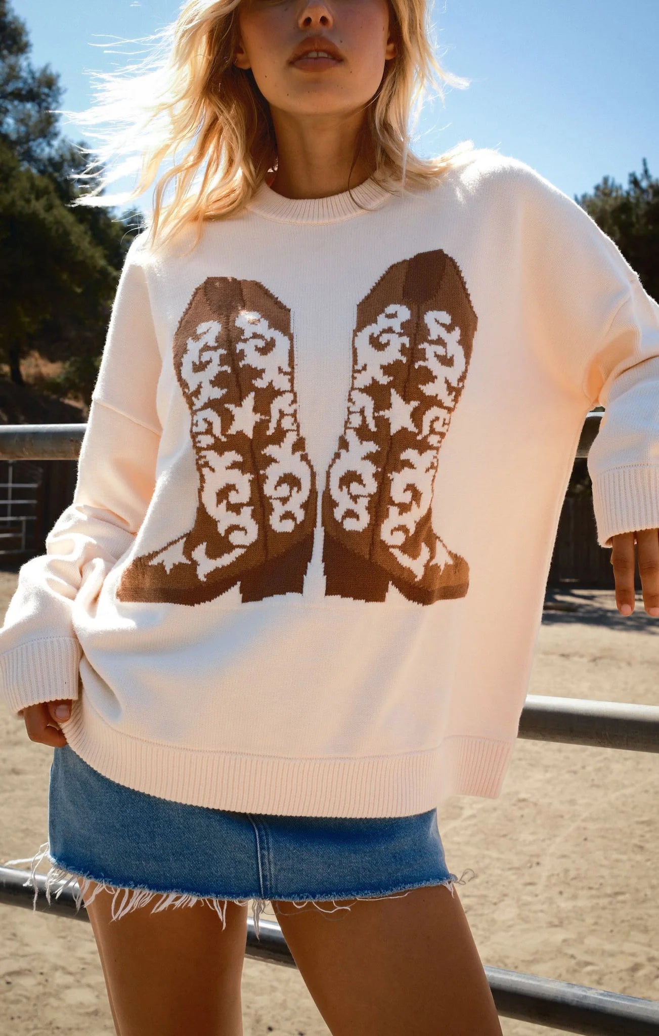 Stay Awhile Sweater - Cowboy Boot Knit