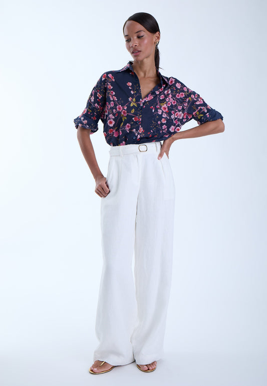 Lola Print Shirt - Navy Summer Whisper