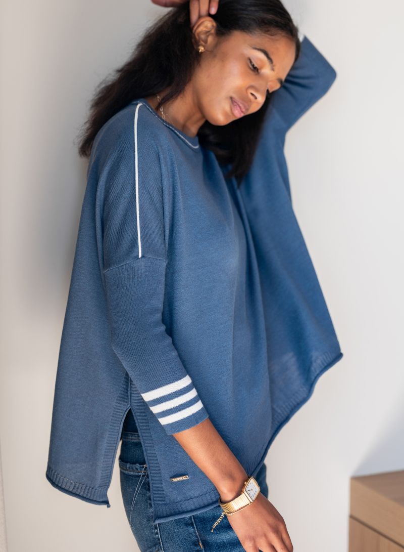 MerSea - Catalina Crewneck Sweater - Blue/White Colorblock Sport