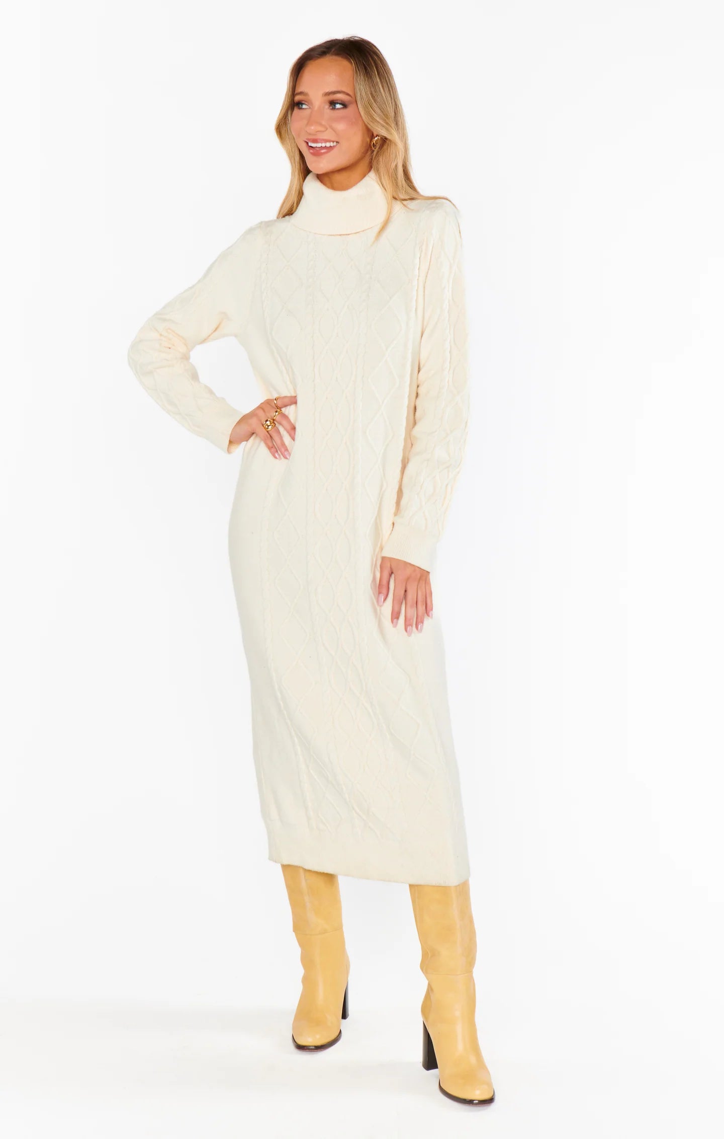 Show Me Your Mumu - Montreal Midi Dress - Cream Cable Knit