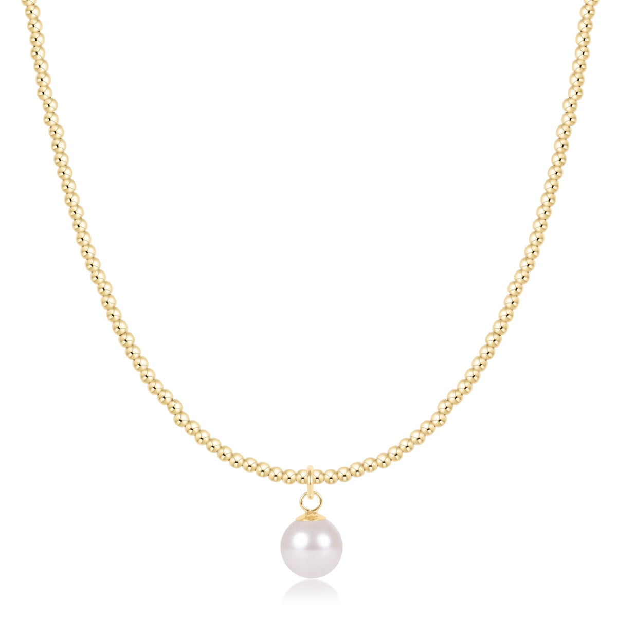Choker Beaded - Classic Gold 2mm - Classic Pearl 8mm Charm