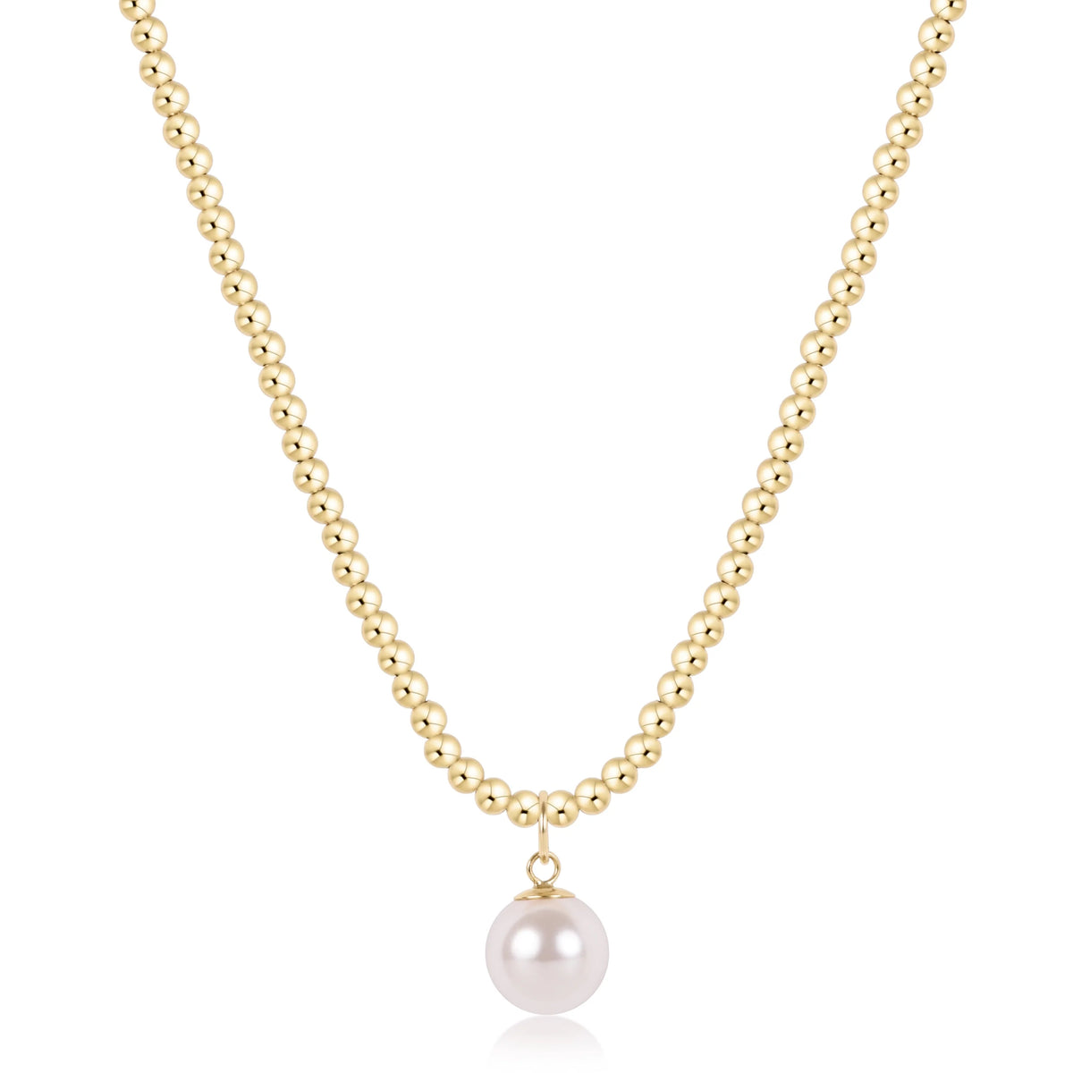 Choker Beaded - Classic Gold 3mm - Classic Pearl 10mm Charm