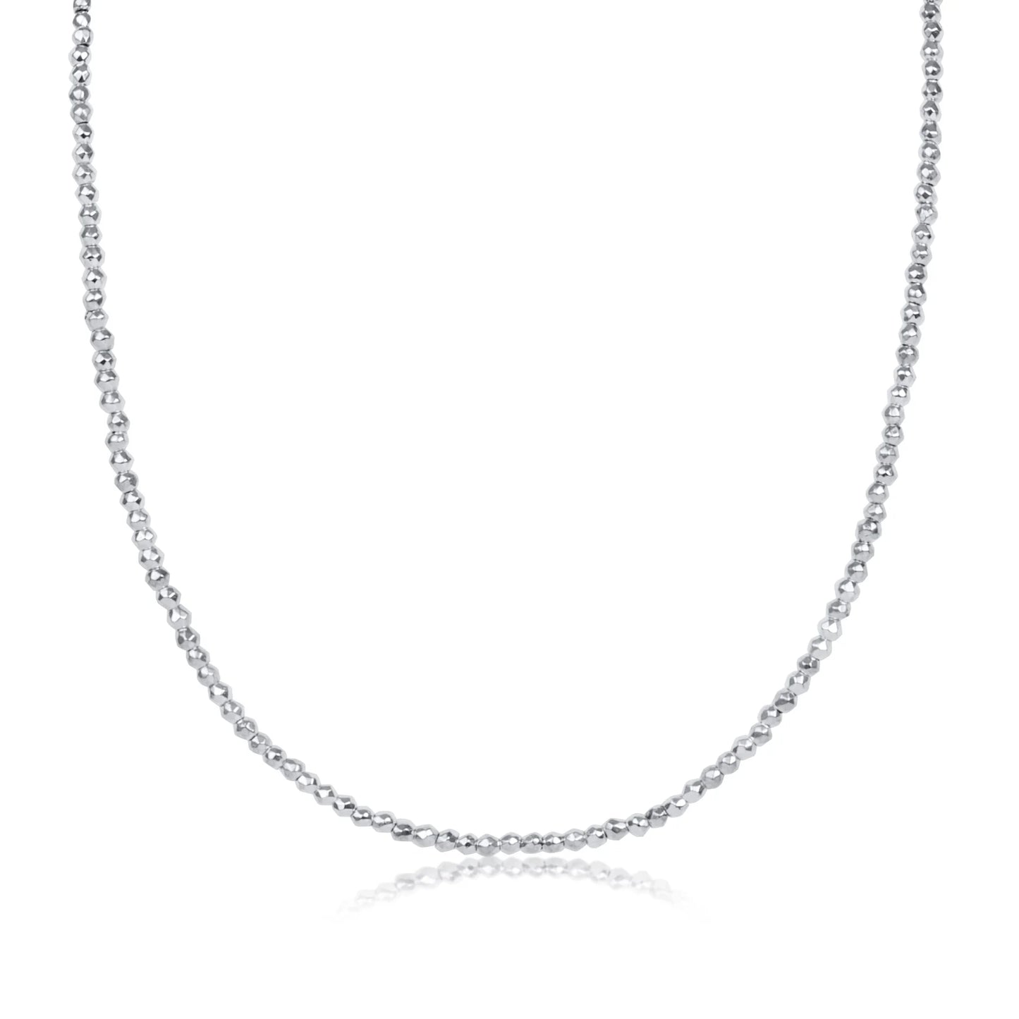 Choker Bright Silver Faceted Hematite 2MM Bead