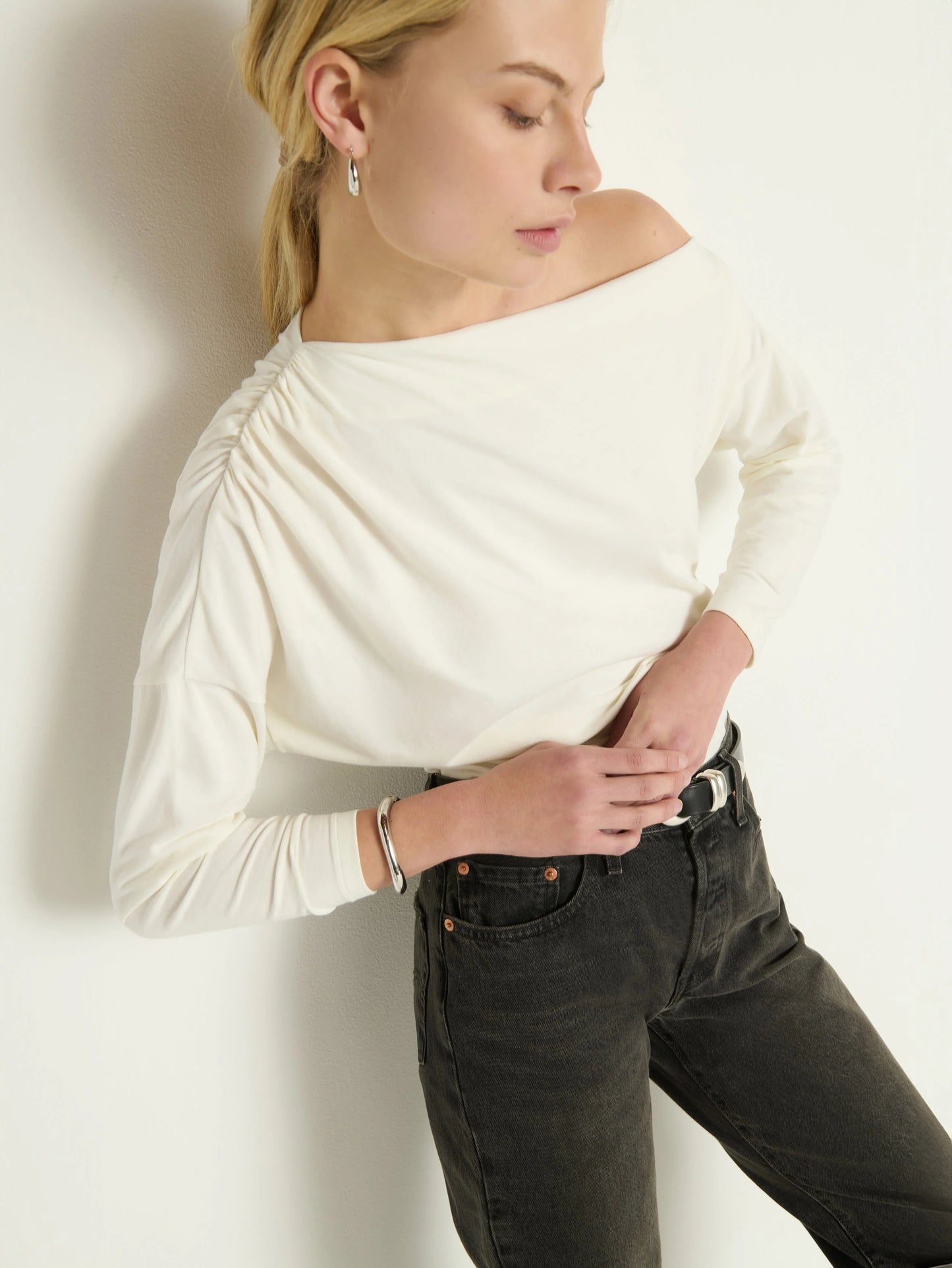 Pietra Off Shoulder Top - Porcelain
