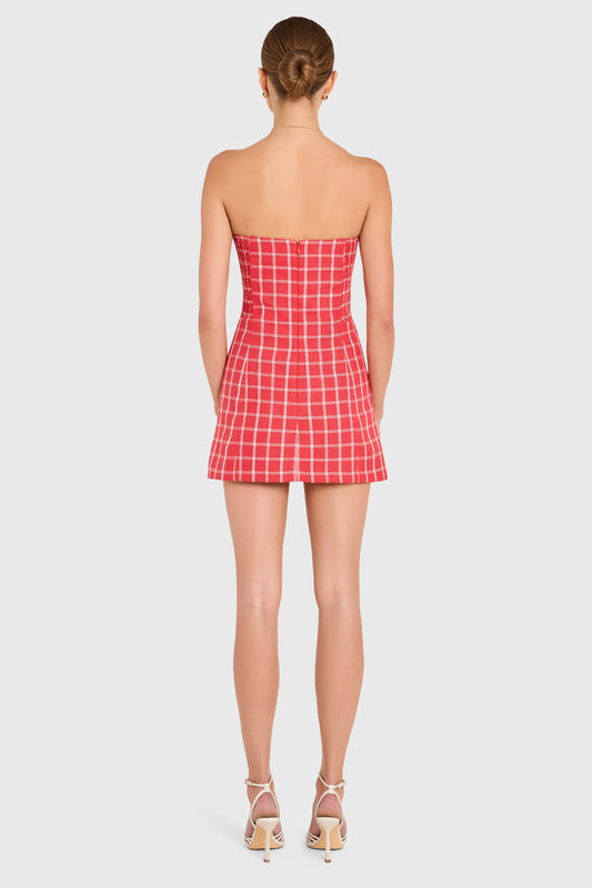 Daisy Romper in Plaid - Red
