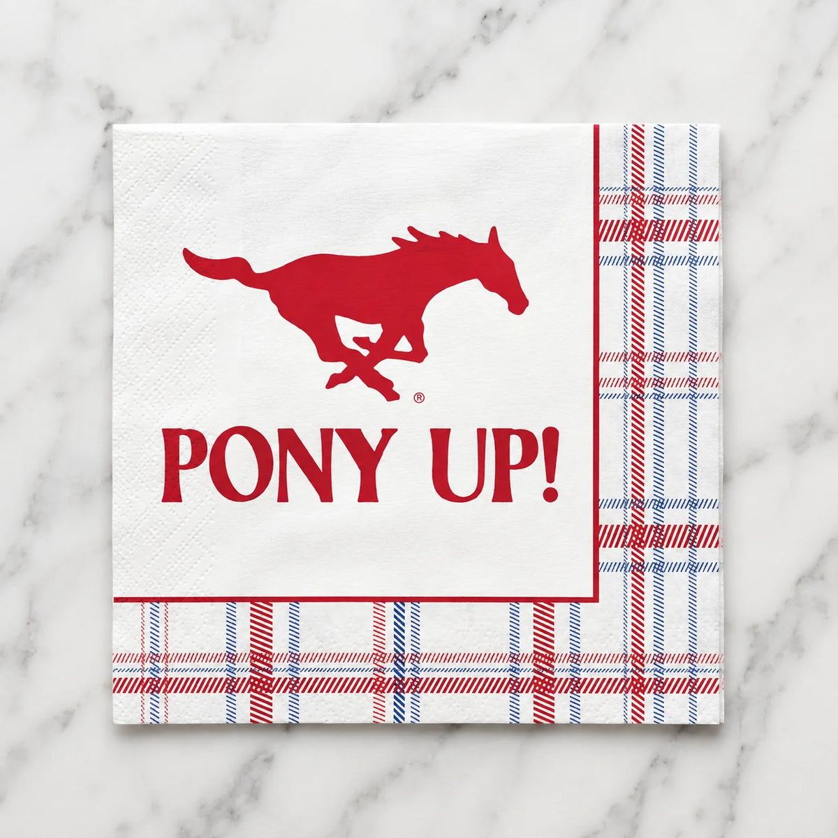 Plaid Full Color Napkins - SMU Pony Up