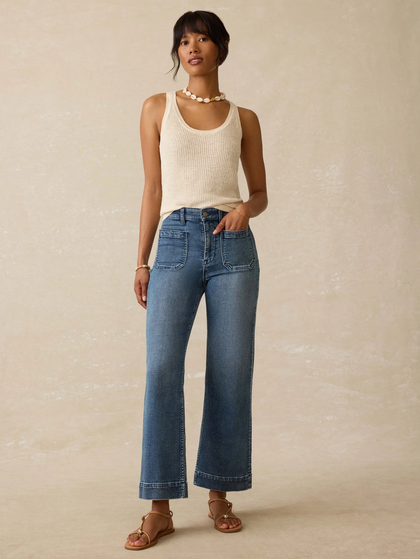 Stretch Terry Patch Pocket Ankle Pant - Riverton Wash