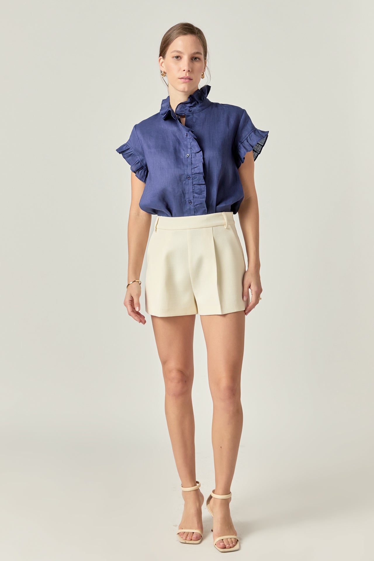 English Factory - Emmeline Tuck Detailed Shorts - Cream