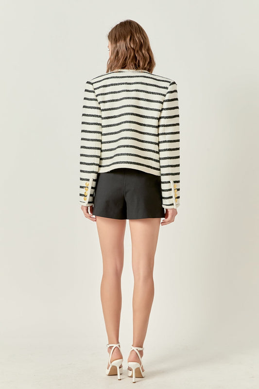 Stripe Tweed Jacket - Off-White/Black