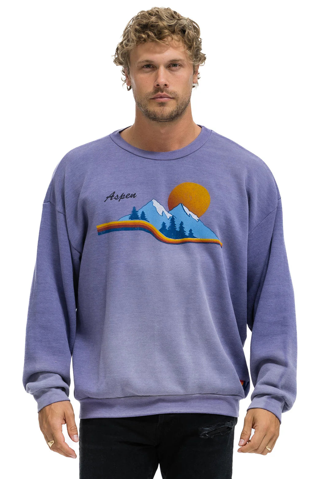 Aviator Nation - Aspen Mountain Relaxed Crew Sweatshirt - Faded Grape