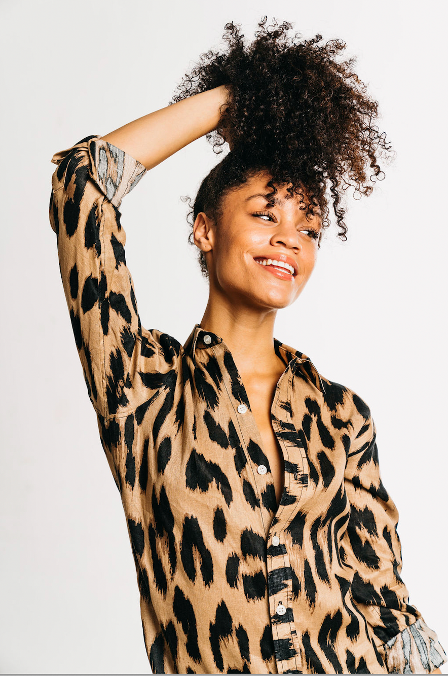 Cheetah Linen Girlfriend Midi Dress