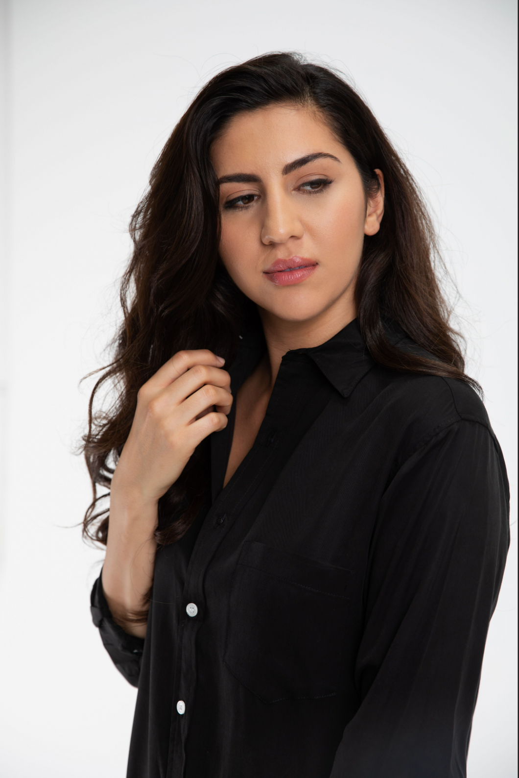 Black Tencel Girlfriend Midi Dress