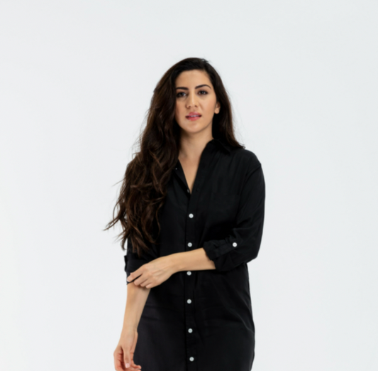 Black Tencel Girlfriend Midi Dress