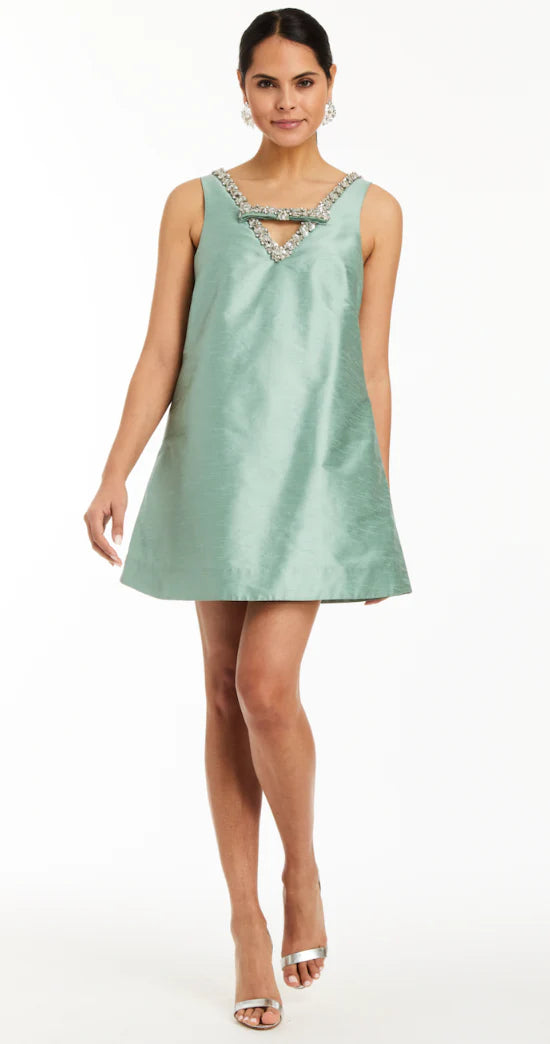Willa Embellished Mini Dress- Jade