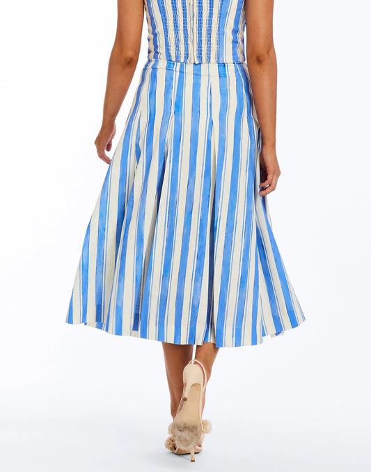 Seville Midi Skirt - Blue/Ivory Santorini Stripe