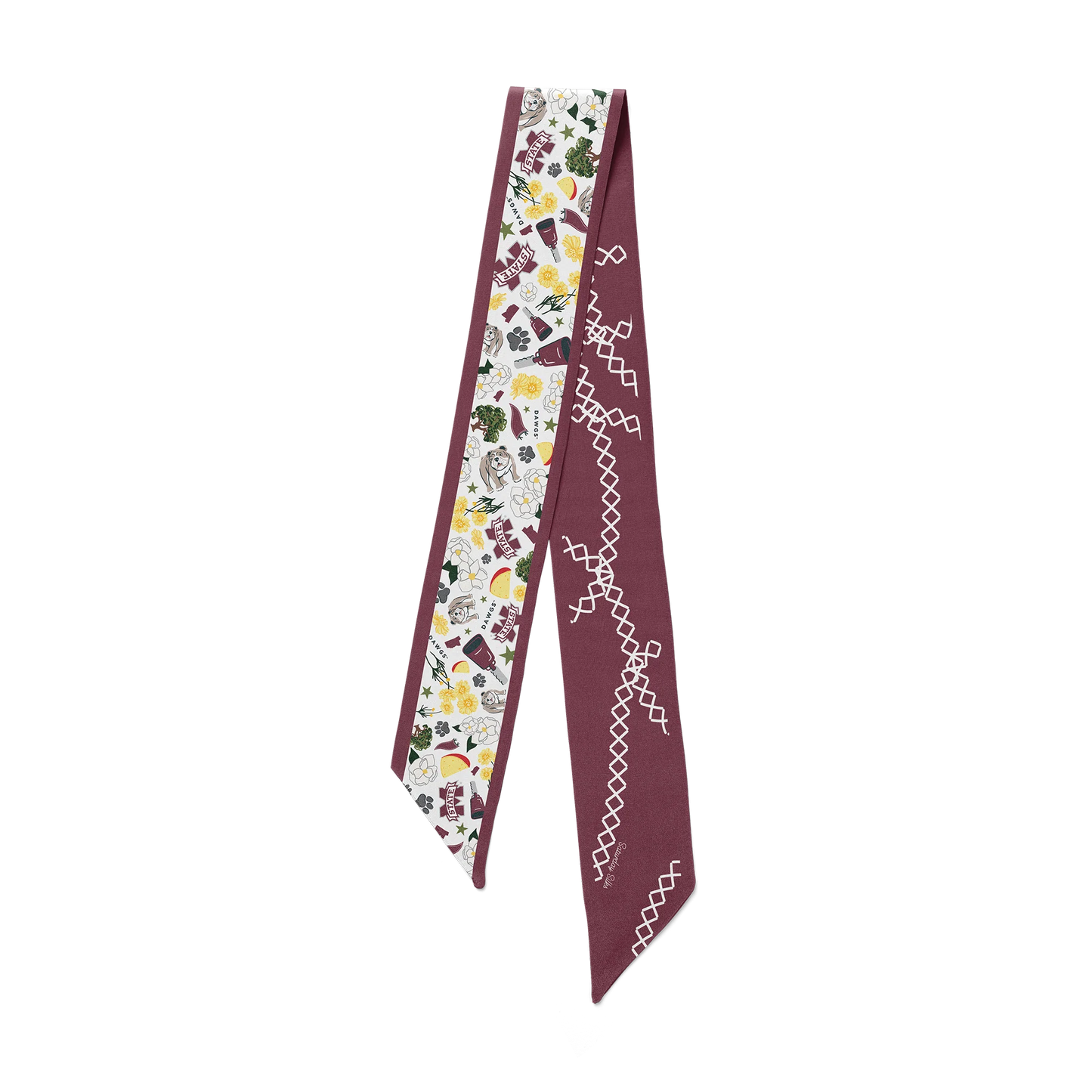 Saturday Silks - Mississippi State Bulldogs Skinny Scarf