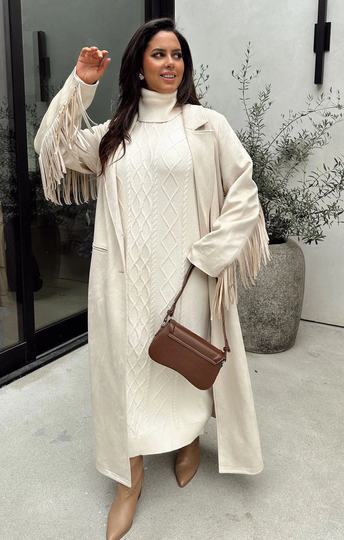 Show Me Your Mumu - Montreal Midi Dress - Cream Cable Knit