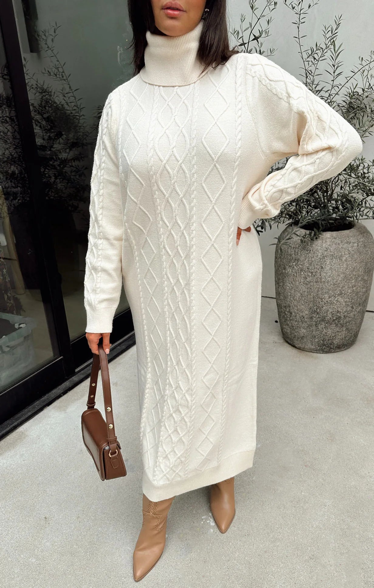 Show Me Your Mumu - Montreal Midi Dress - Cream Cable Knit