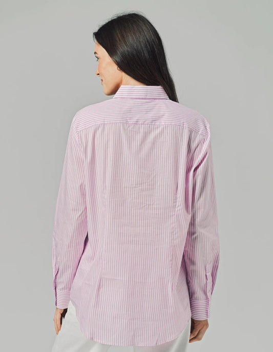 The Boyfriend Shirt - Lilac/White Stripe