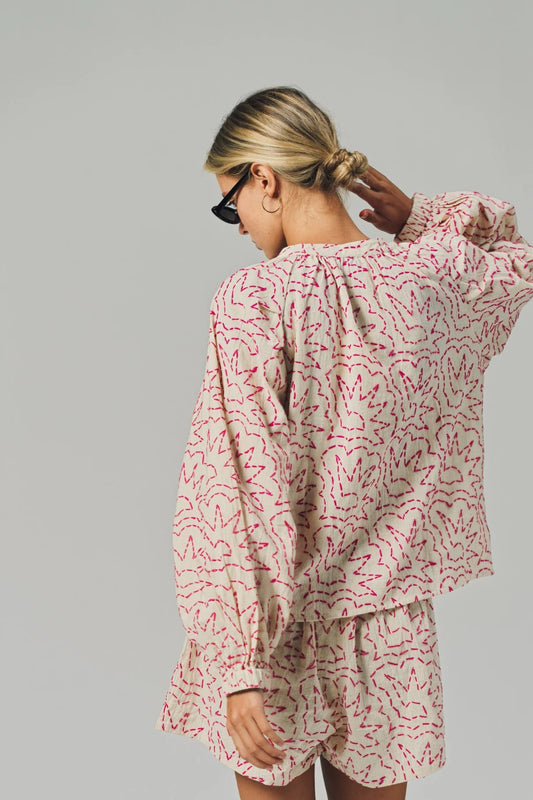 The Minka Shirt - Hot Pink Stitch
