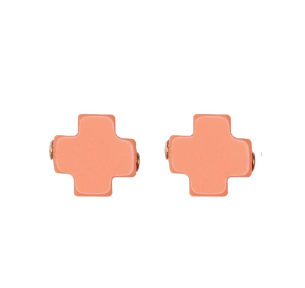 eNewton - Signature Cross Studs - Coral