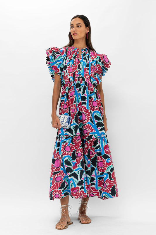 Scallop Pintuck Maxi - Umbria Blue
