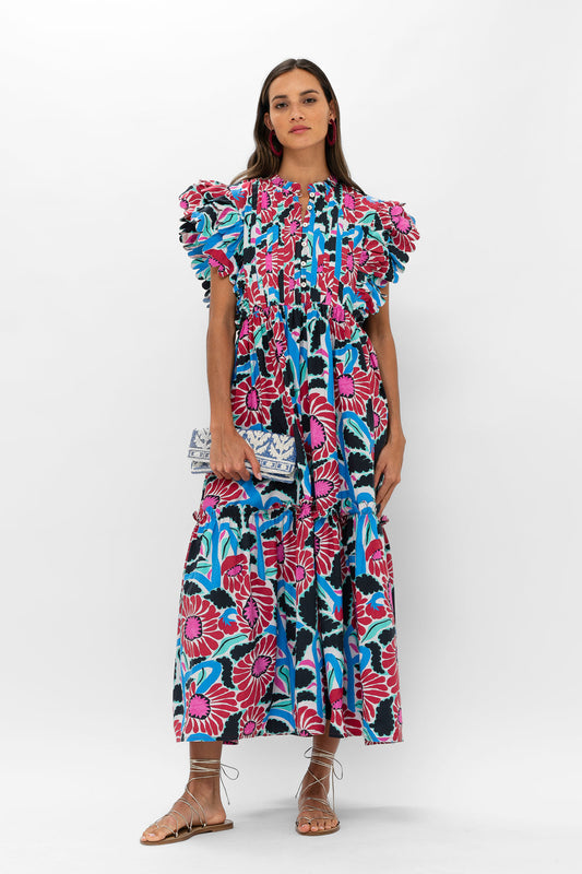 Scallop Pintuck Maxi - Umbria Blue