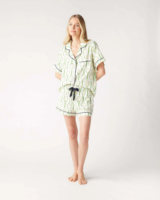 Tennis Time Pajama Shorts Set - Green