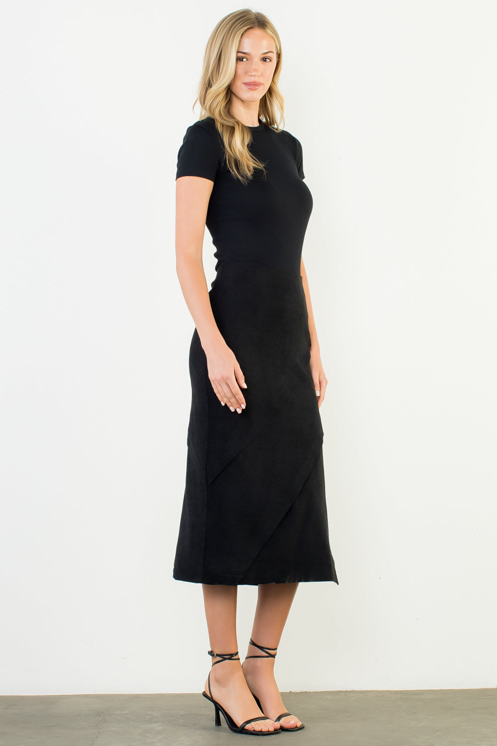 Long Suede Skirt - Black
