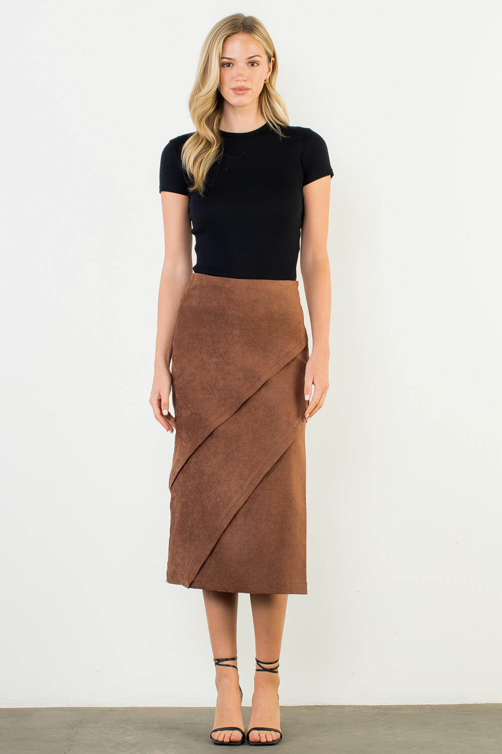 Long Suede Skirt - Brown