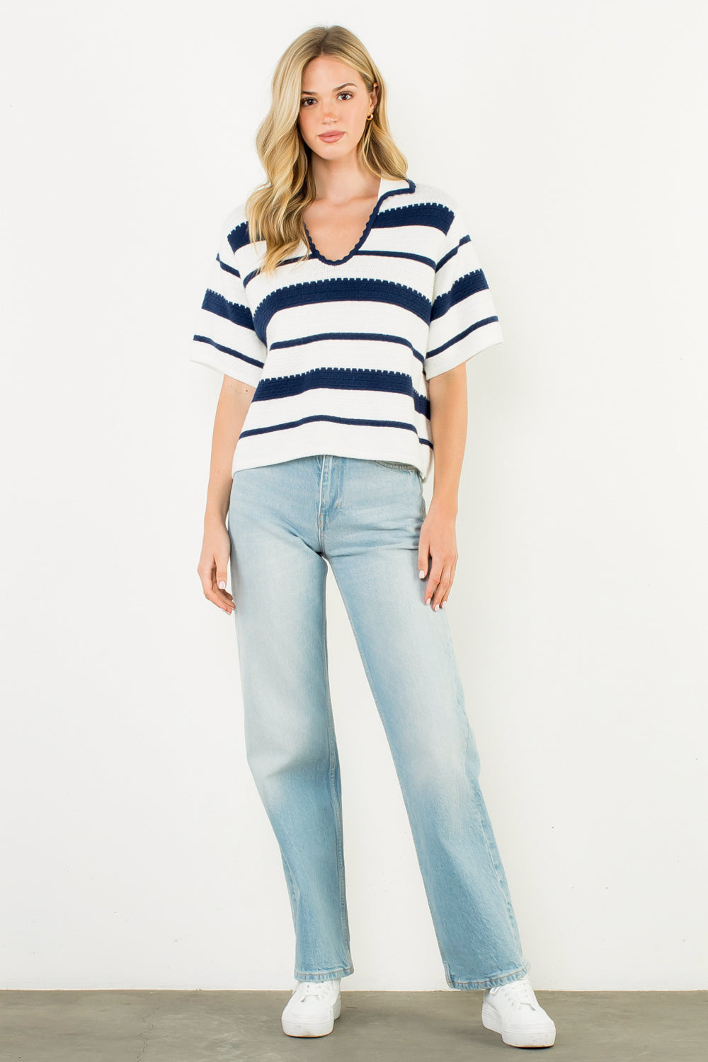 Striped Knit Top - White
