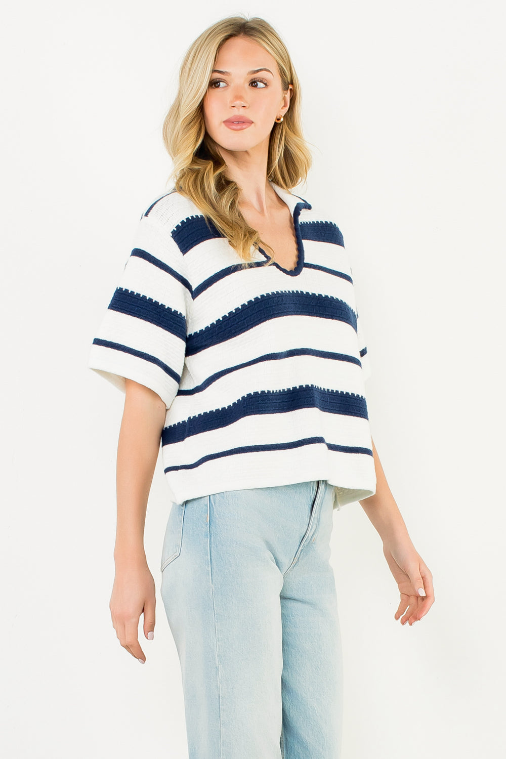 Striped Knit Top - White