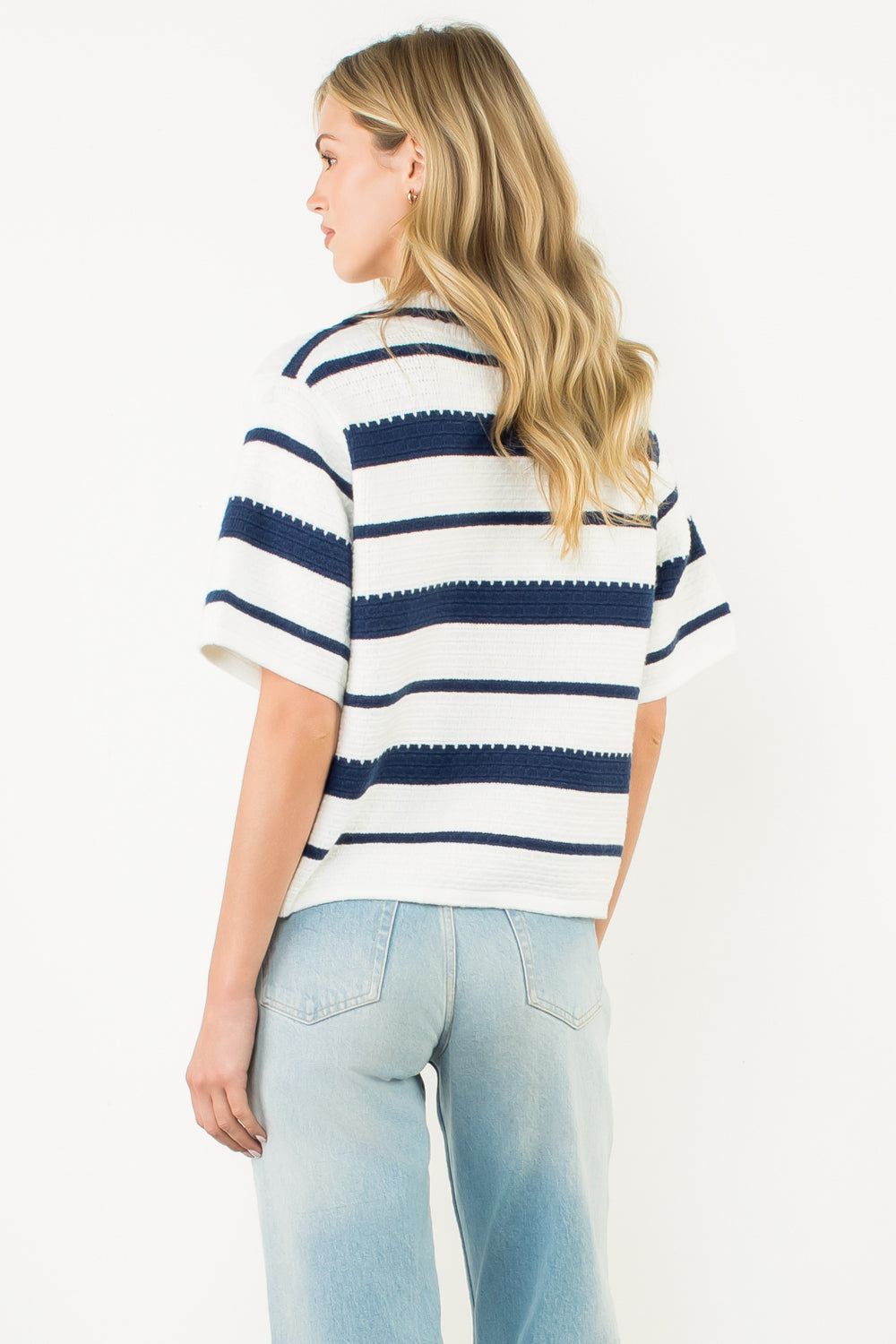 Striped Knit Top - White