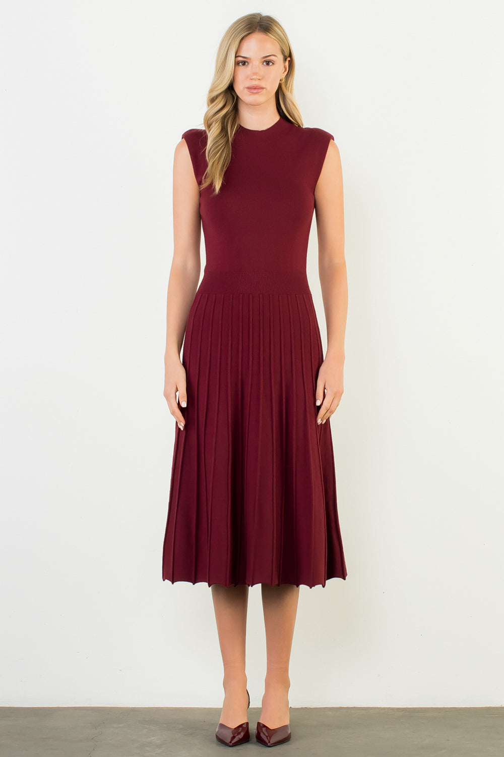 Sleeveless Knit Maxi Dress - Burgundy