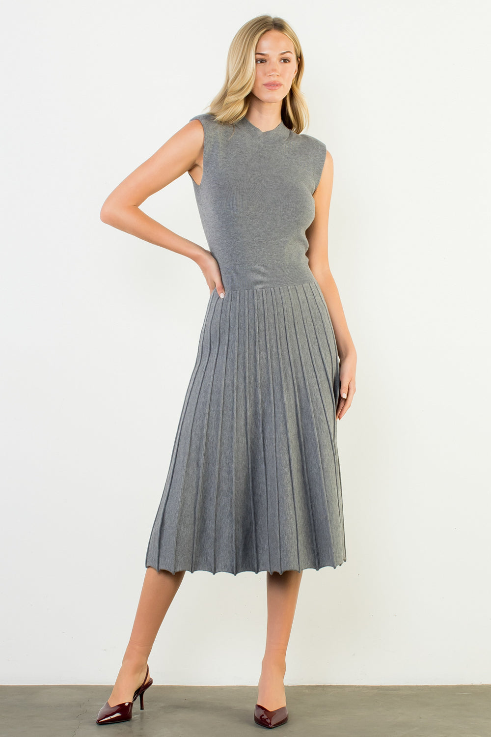 Sleeveless Knit Maxi Dress - Heather Grey