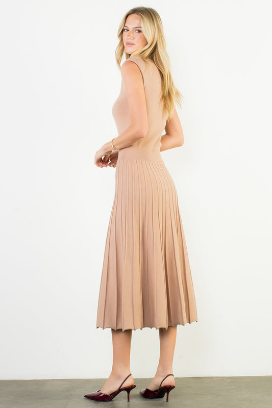 Sleeveless Knit Maxi Dress - Beige