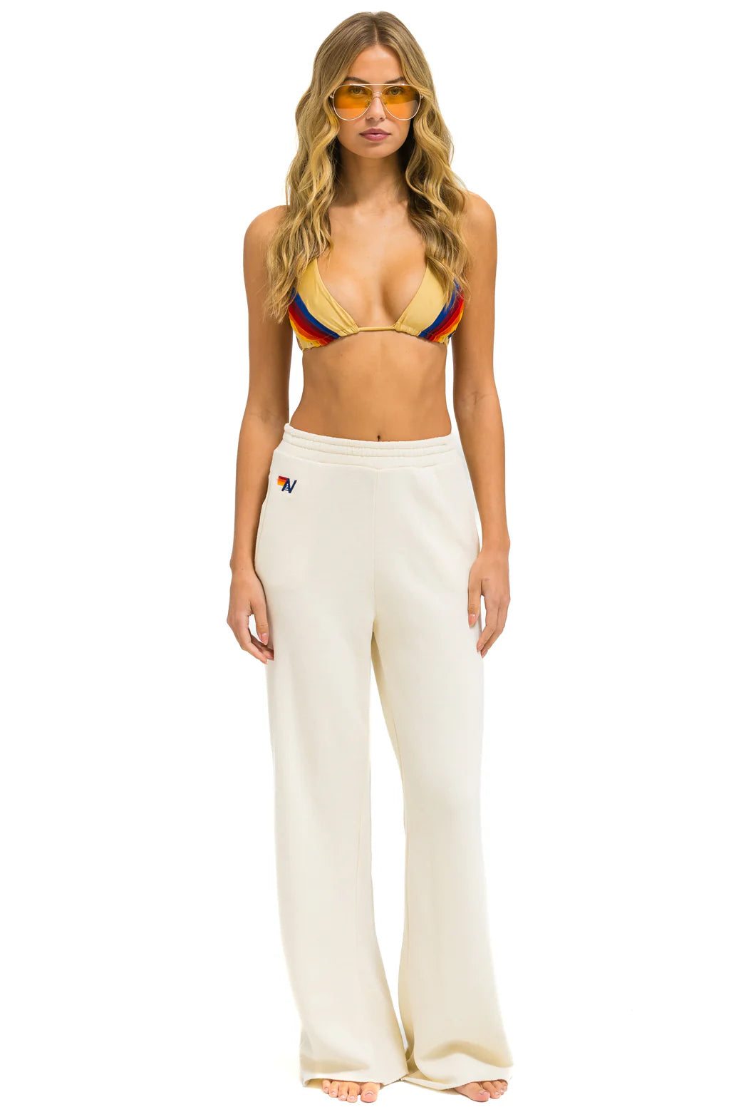 Aviator Nation - Wide Leg - Womens Pocket Sweatpants - Vintage White