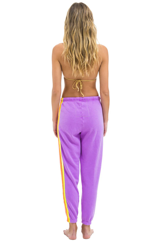 5 Stripe Sweatpants - Neon Purple // Neon