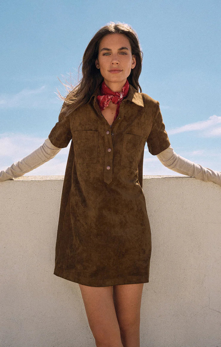 Kellie Faux Suede Mini Dress - Coconut