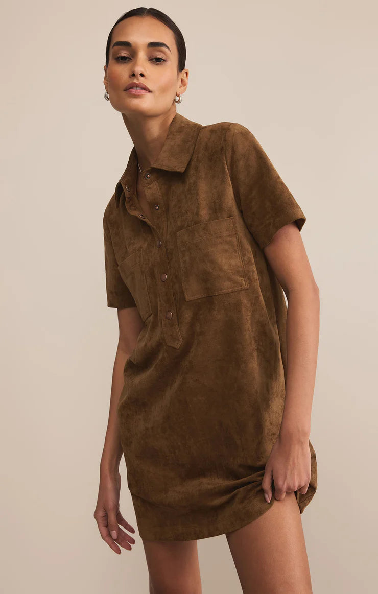 Kellie Faux Suede Mini Dress - Coconut