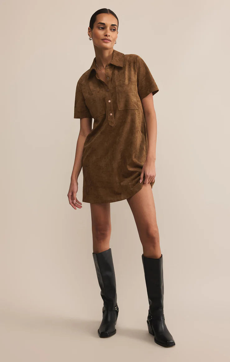 Kellie Faux Suede Mini Dress - Coconut