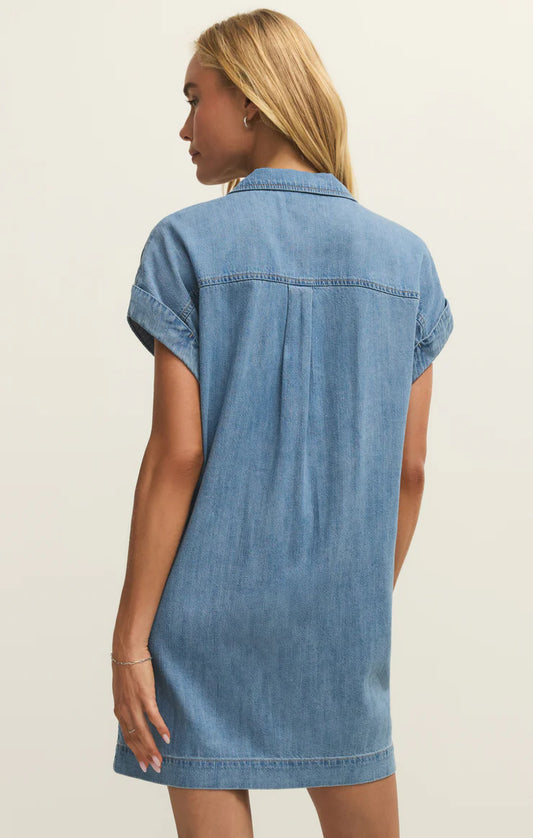 Napa Lightweight Denim Mini Dress - Shoreline