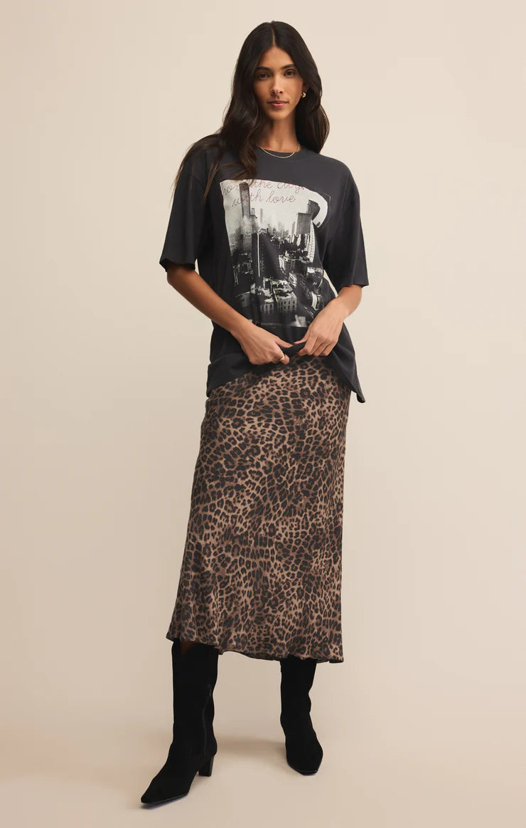 Izabel Leopard Skirt - Desert Tan